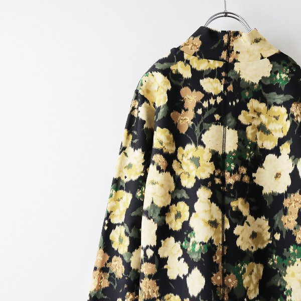 美品 2022AW Lois CRAYON ロイスクレヨン フラワープリント ストレッチ ハイネックカットソー M/ブラック ベージュ【2400013414012】