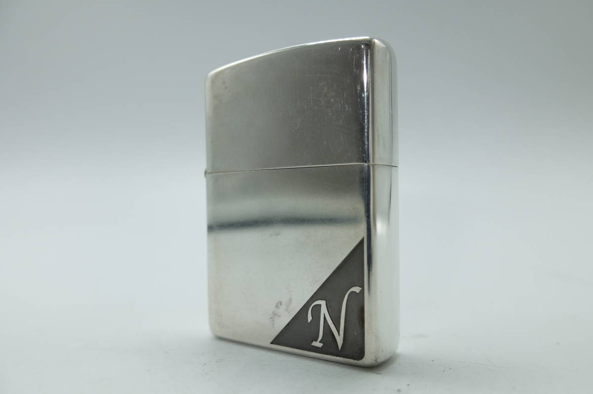 ☆火花OK☆Zippo #9062 2019年製 F/19 【N】イニシャル入り シルバー 