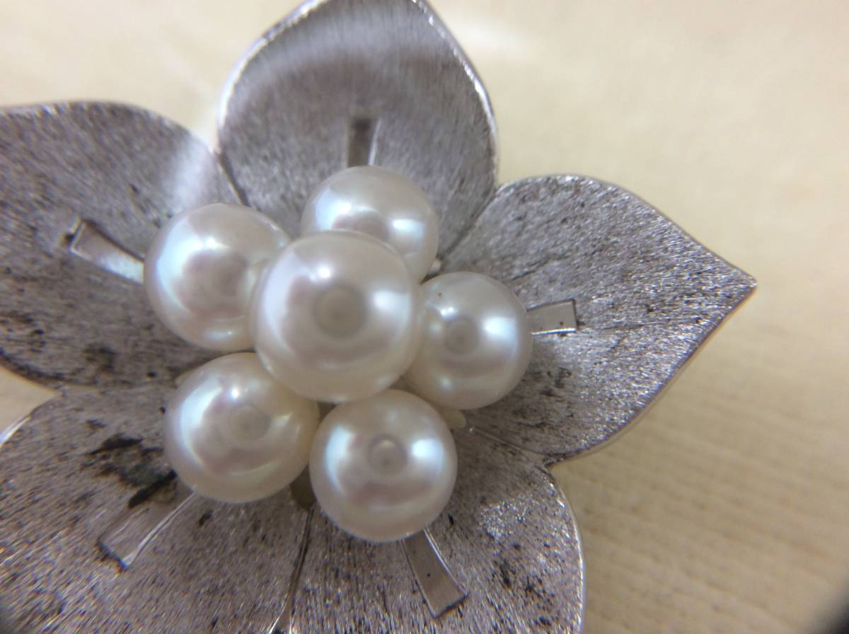 9758 MIKIMOTO/ミキモト真珠 シルバーパールブローチ フラワー 花