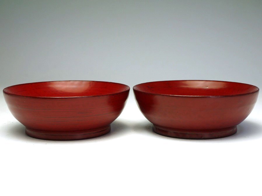 □真作保証□【角偉三郎】作 輪島塗 朱塗盃 二客 五つ星□師：橋本哲