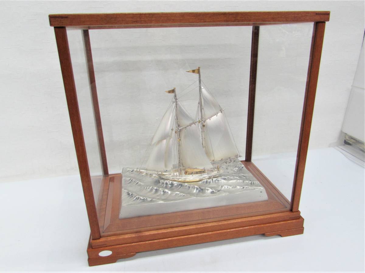 a9893 純銀製 光則作 竹 置物 金属工芸 ガラスケース付き 2025年最新