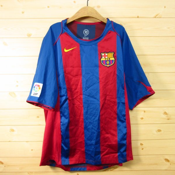 ◎極美品！FC バルセロナ 2004-2005 ホーム NIKE ナイキ◆ユニフォーム ゲームシャツ グッズ 刺繍ワッペンロゴ◆メンズ Lサイズ◆A1662