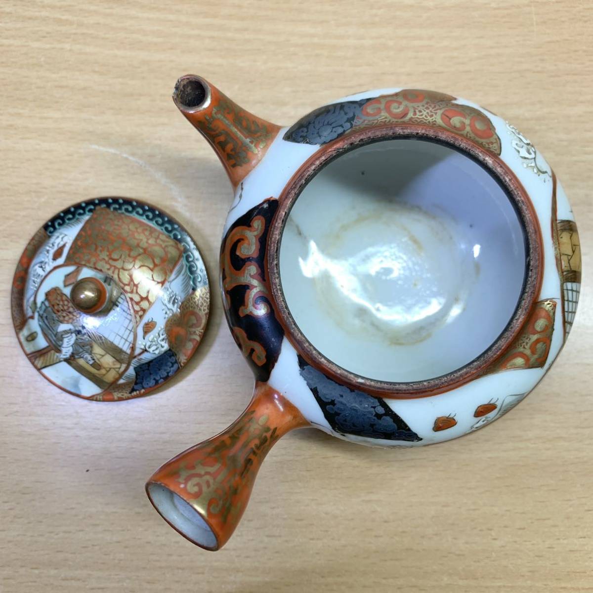 品質保証，高品質 九谷造 茶道具 急須 湯冷まし 湯呑5客 色絵 赤絵 古九谷