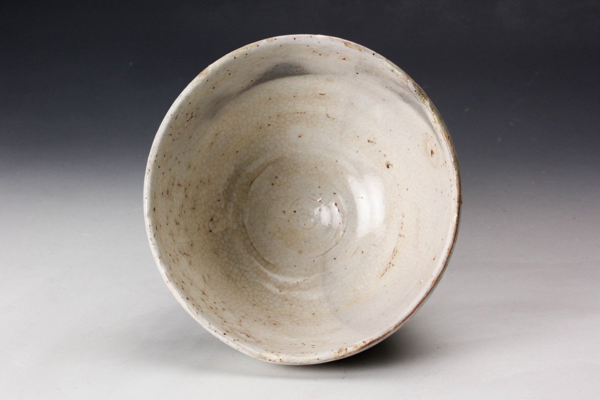 人間国宝 荒川豊蔵 水月窯 虎渓山 石川英鳳絵付 笹絵茶碗 共箱 茶道具