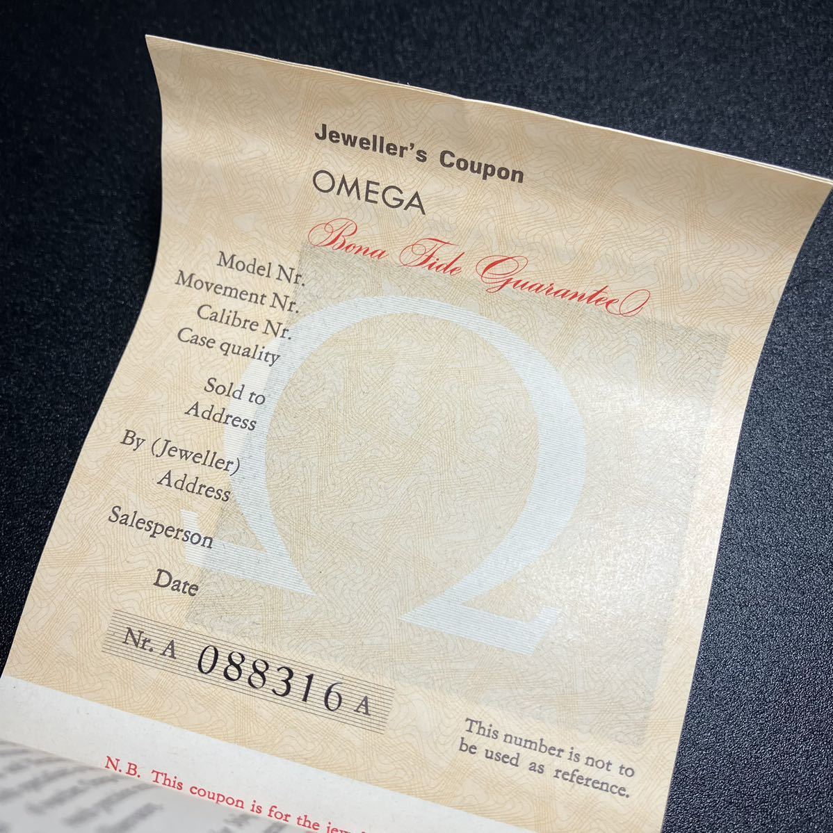 オメガ ギャランティ 無記名 ヴィンテージ 保証書 国際保証書 OMEGA