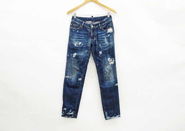 ◇【DSQUARED2 ディースクエアード】ダメージデニムパンツ 34