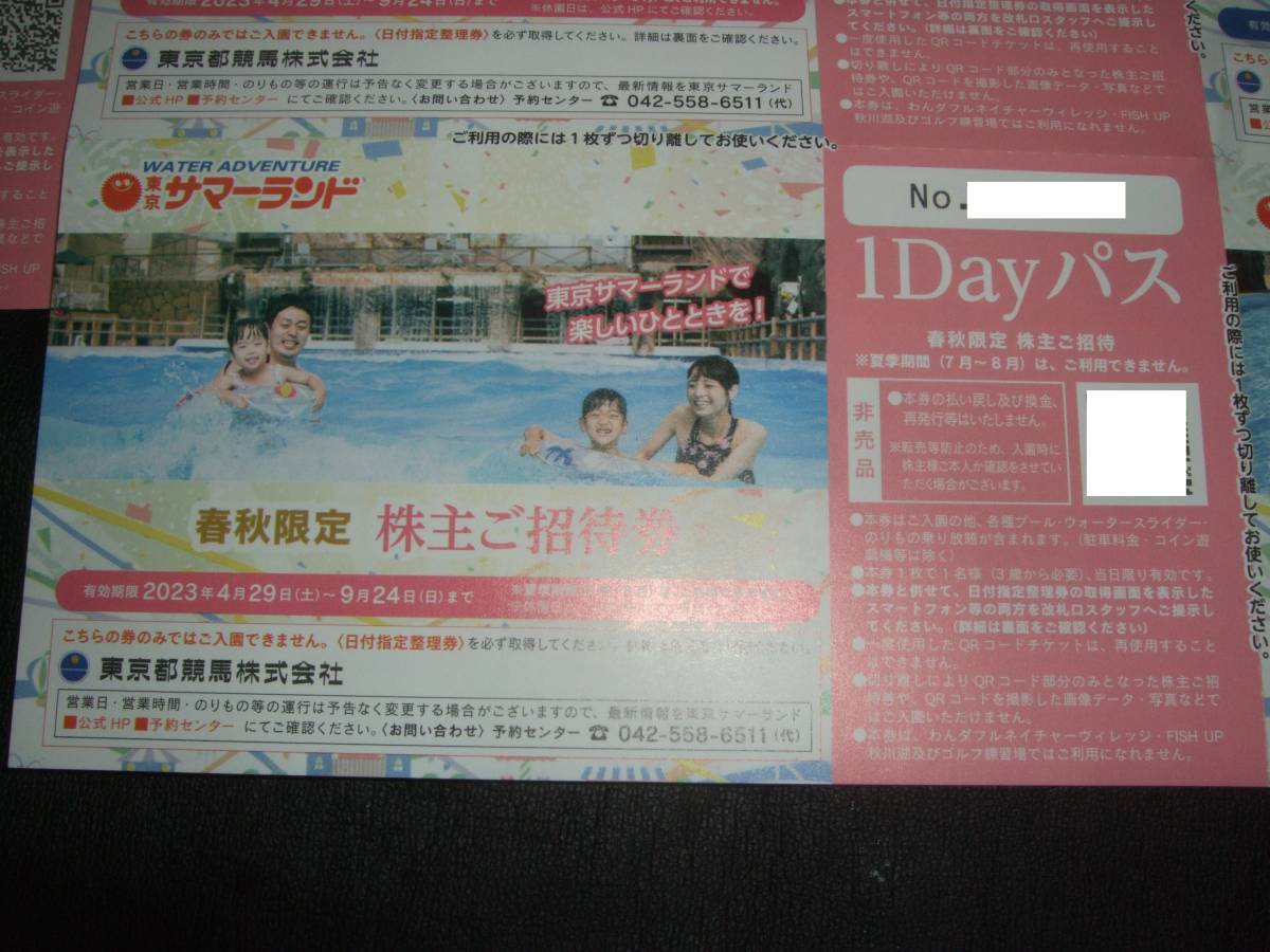 □送料無料☆東京都競馬 株主優待 東京サマーランド ご招待券綴り1