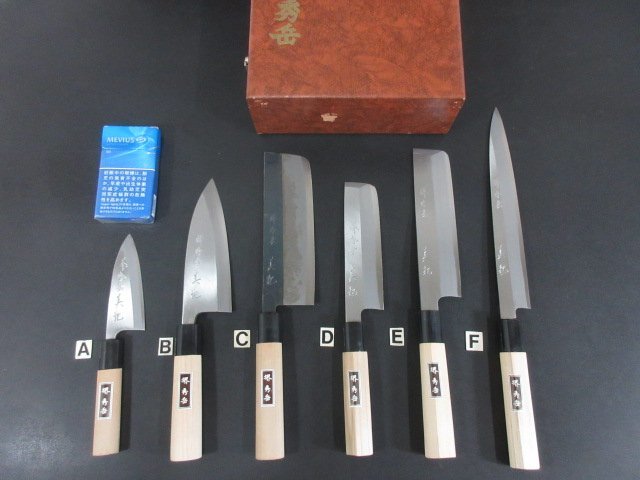 【お買い得，HOT】 D758 堺秀岳 / 6本組包丁セット/ 舟行105ｍｍ 出刃150mm 菜切165ｍｍ 薄刃135ｍｍ 薄刃165ｍｍ 刺身230mm //柳刃包丁和包丁打刃物/(セット)｜売買されたオークション情報、yahooの商品情報をアーカイブ 包丁