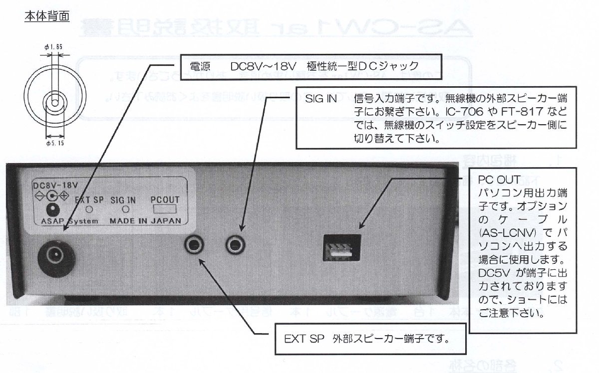 モールス符号解読器（AS-CW1ar）欧文／和文対応