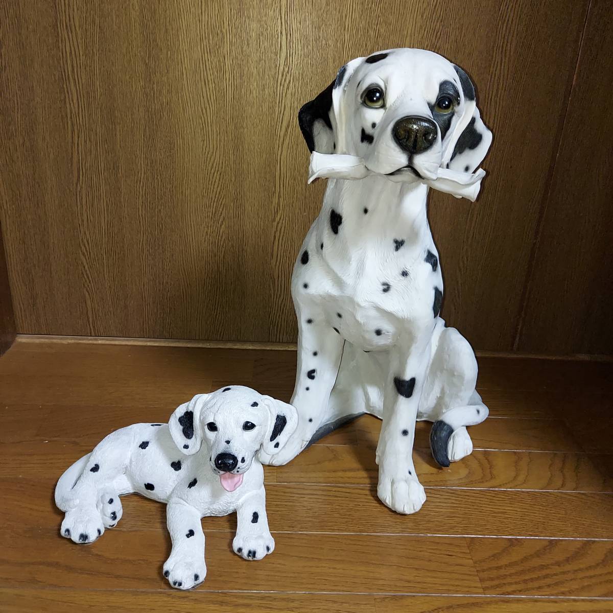 ダルメシアン 置物 インテリア 親子 リアル 癒し 中古 ダルメシアン