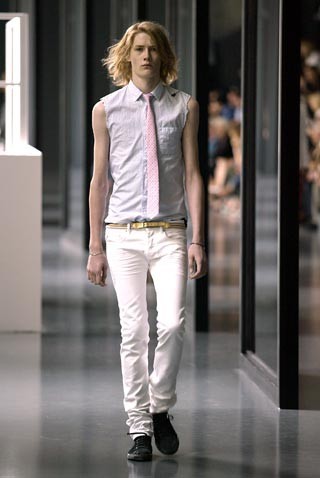 2005SS Dior hommeヒゲ加工ホワイトデニムパンツ／ディオールオム