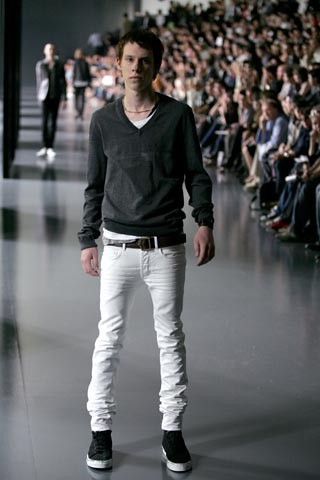 2005SS Dior hommeヒゲ加工ホワイトデニムパンツ／ディオールオム