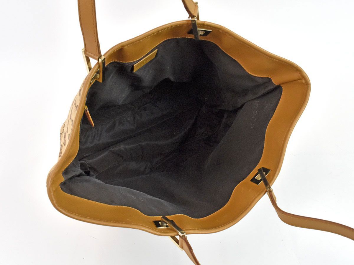 GUCCI トートバッグ　GG柄　シマ　レザー　ナイロン　ブラウン　黒　肩掛け 151309□ GUCCI グッチ GG柄 トートバッグ ハンドバッグ 鞄 バッグ