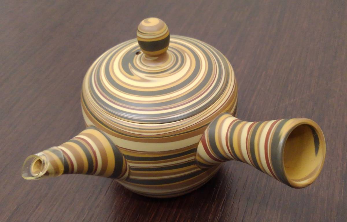 7694】1円出品 常滑焼 靖仙造 靖仙 茶器 練り込み 練込 急須 湯冷まし