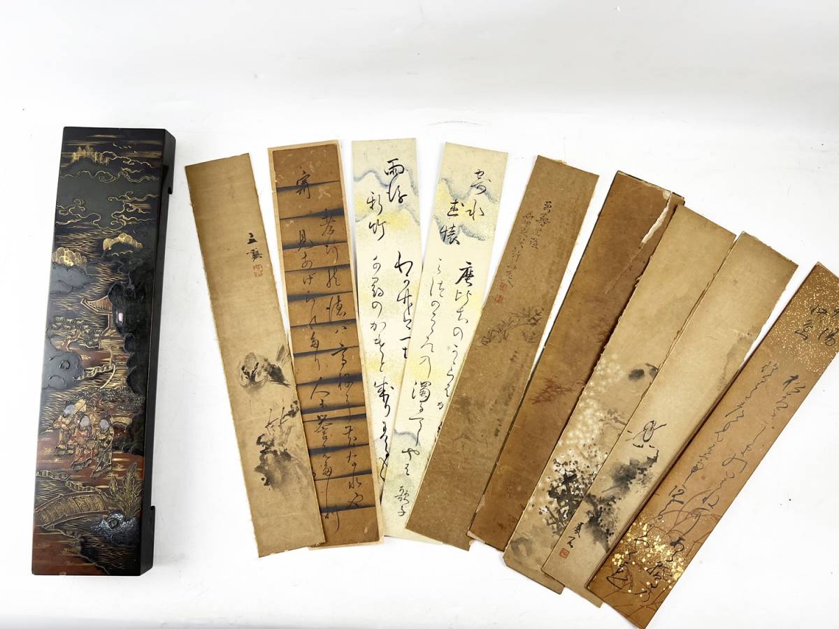 時代 蒔絵 螺鈿 短冊 1円～ 古美術 古道具 中国古玩 骨董 流美術漆器