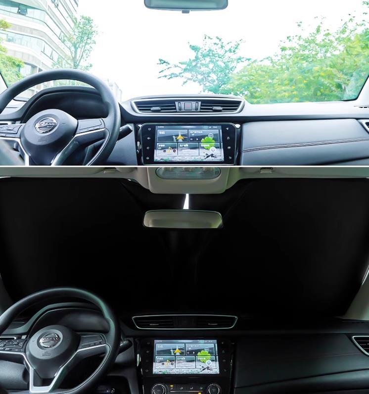 日産 X-Trail エクストレイル ティアナ マーチ パトロール ムラーノなど車用 サンシェード 日よけ フロントカバー ロゴ付き 遮光率99％ 1個