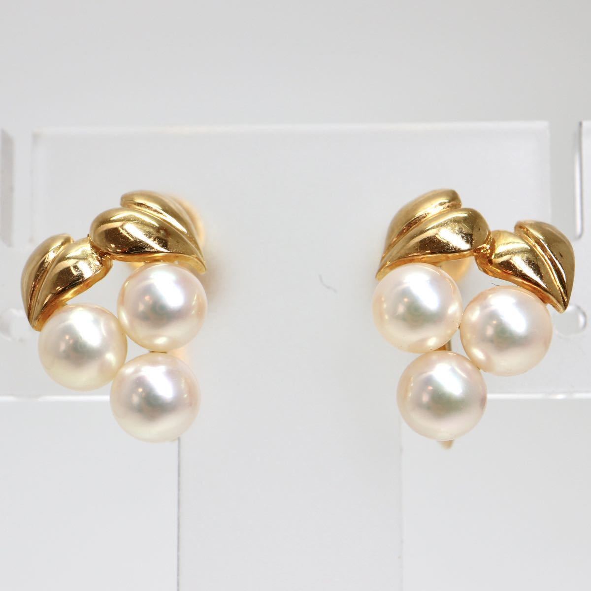 MIKIMOTO(ミキモト)〈K18 アコヤベビーパールイヤリング〉U 4.5mm珠 4.5g pearl diamond jewelry EB7/EC0