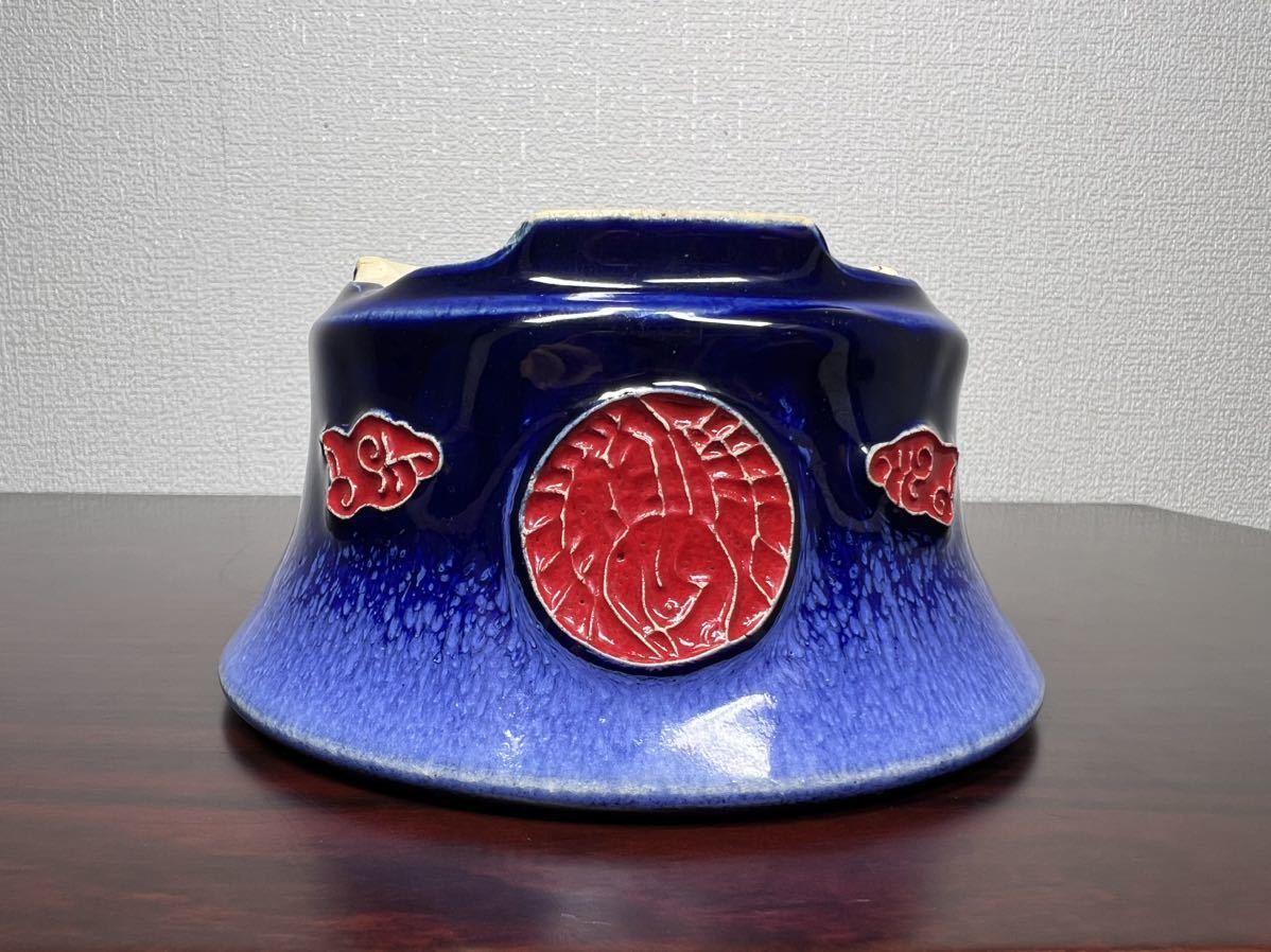 盆栽鉢、堀江美功、瑠璃釉薬、赤い紋付き、丸鉢(鉢)｜売買された Yahoo