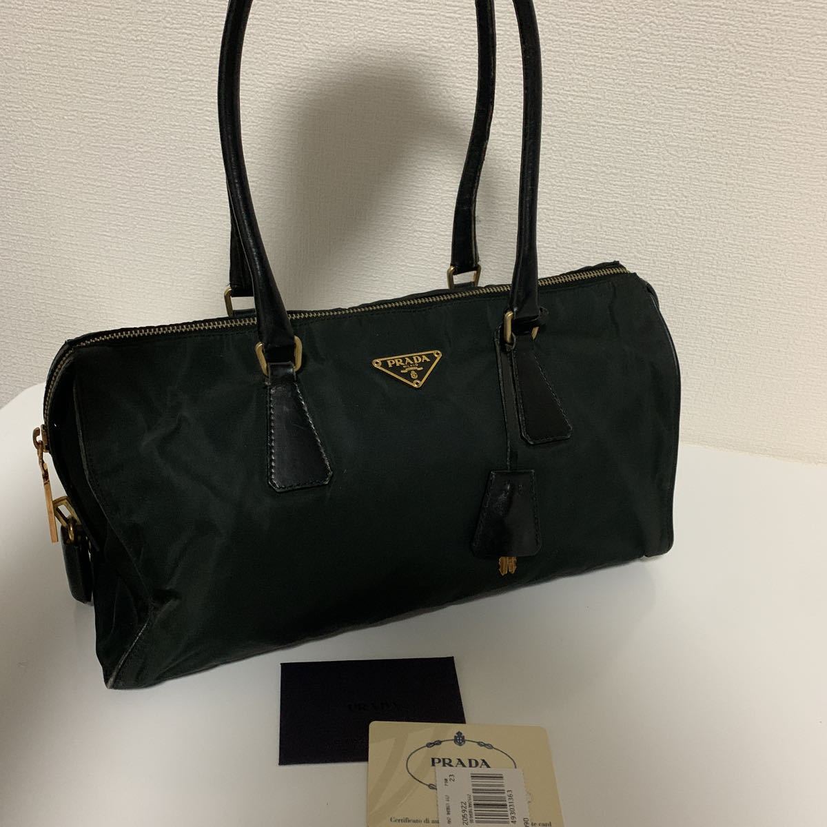 PRADA プラダ ミニボストン ナイロン ハンドバッグ 金ロゴ 【公式通販】