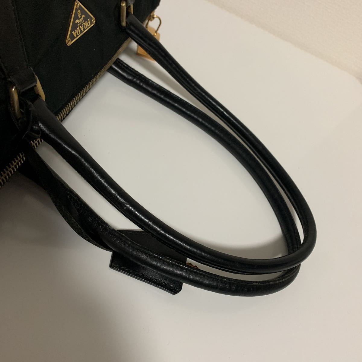 PRADA プラダ ミニボストン ナイロン ハンドバッグ 金ロゴ 【公式通販】