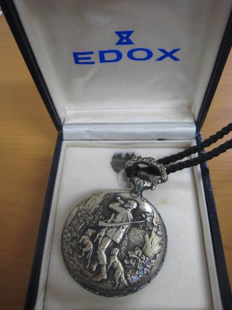 EDOXエドックス 懐中時計 ヴィンテージ 手巻き シルバー 文字盤ホワイト スイス製　