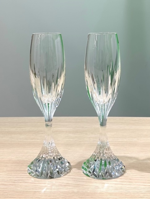【C-4034】美品 バカラ Baccarat マッセナ シャンパンフルート シャンパングラス クリスタル ペア
