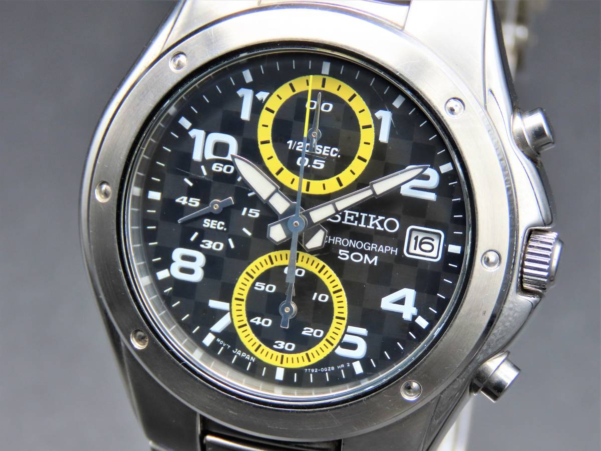 1円～! 稼動品☆正規品 SEIKO セイコー 7T92-0FX0 クロノグラフ