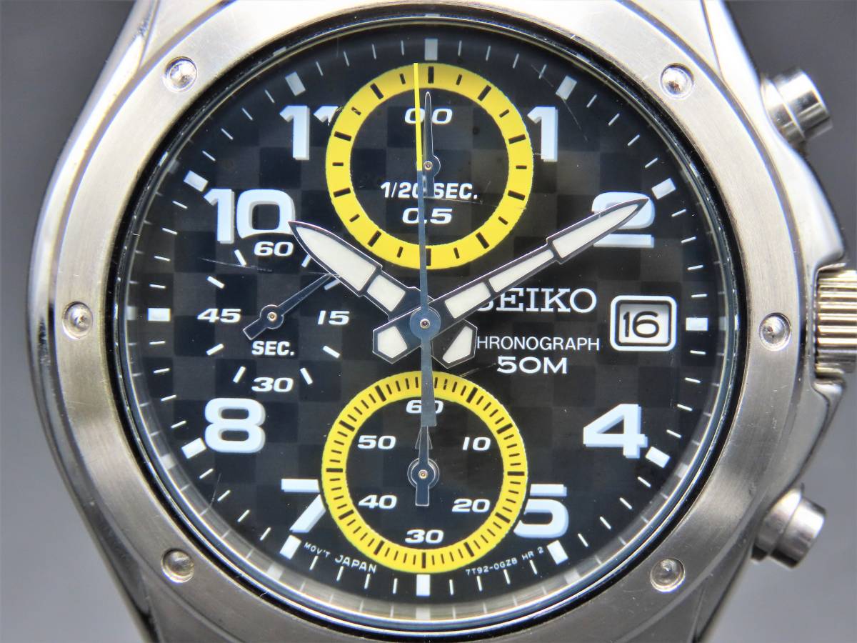 1円～! 稼動品☆正規品 SEIKO セイコー 7T92-0FX0 クロノグラフ 