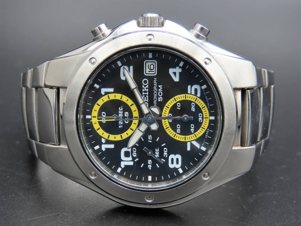 1円～! 稼動品☆正規品 SEIKO セイコー 7T92-0FX0 クロノグラフ 