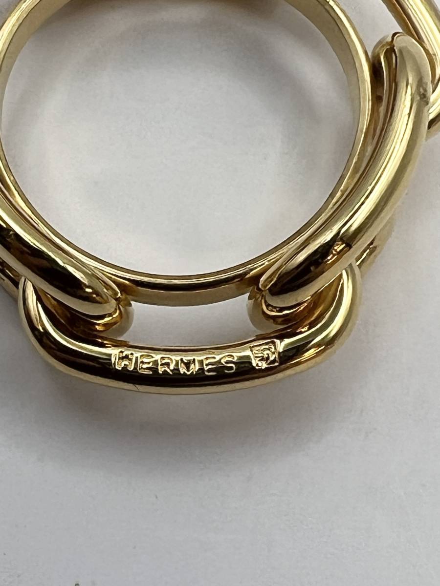 美品 HERMES エルメス スカーフリング ゴールド シェーヌダンクル 外箱