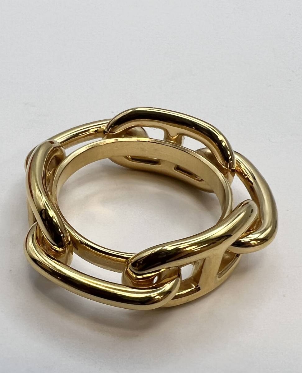 美品 HERMES エルメス スカーフリング ゴールド シェーヌダンクル 外箱