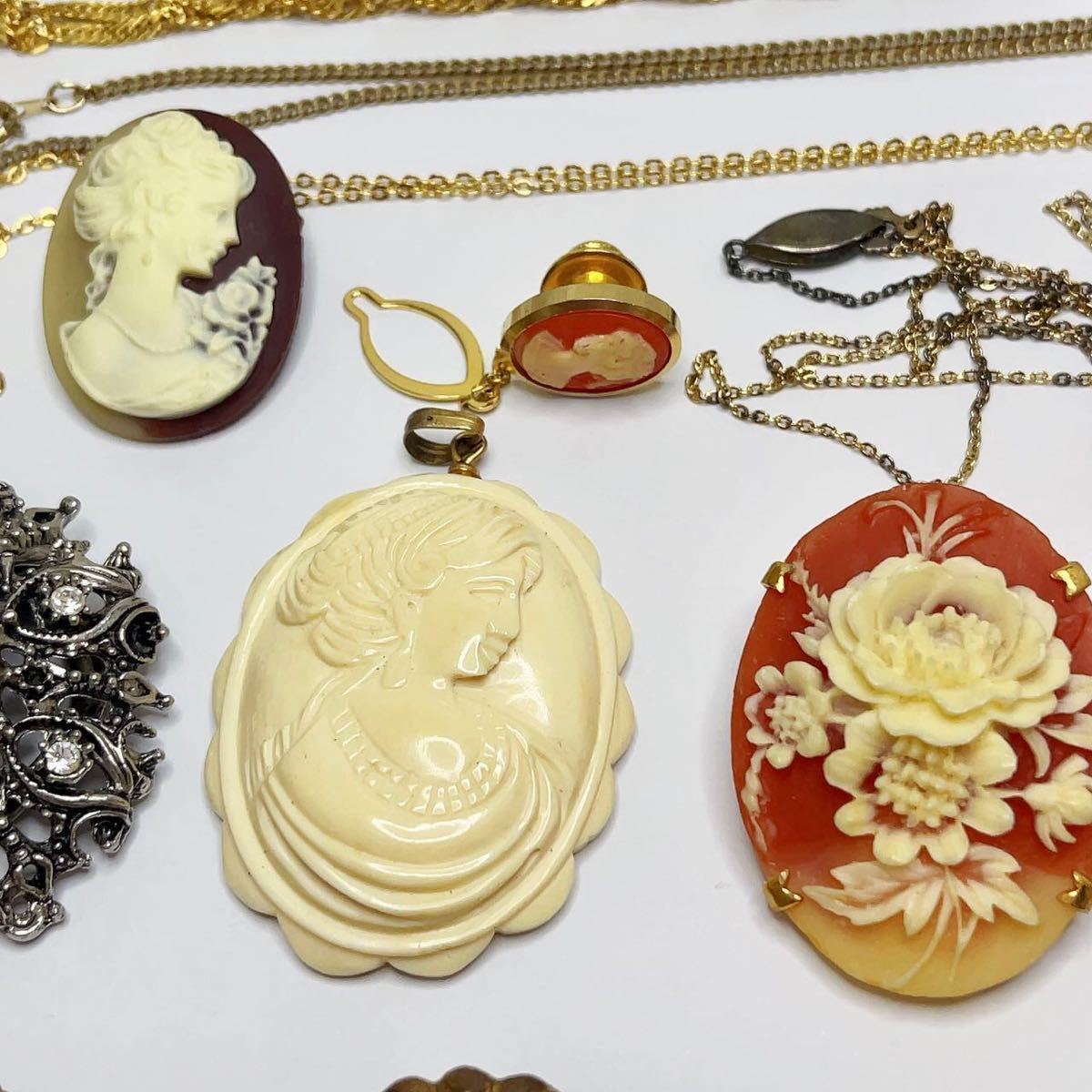 カメオ ブローチ まとめ 15点 1円 CAMEO カメオ シェル カメオ風