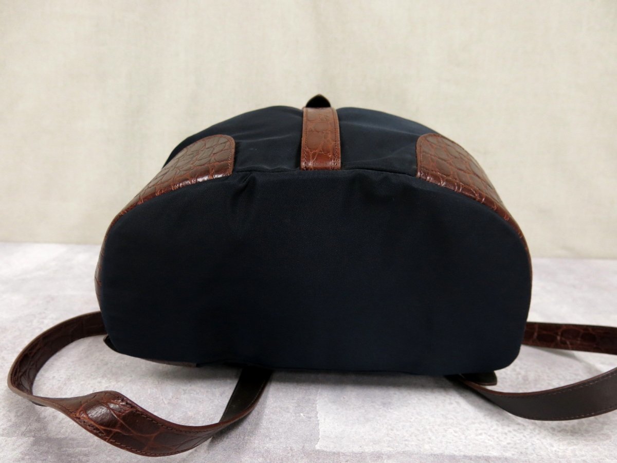 ○超美品○PRADA プラダ○ポコノ ナイロン クロコダイル 型押し レザー 