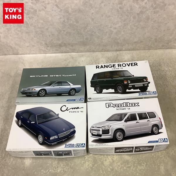 1円〜 アオシマ 1/24 ニッサンHCR32 スカイラインGTS-t タイプM ’89、ランドローバー LH36D レンジローバー クラシック ’92他