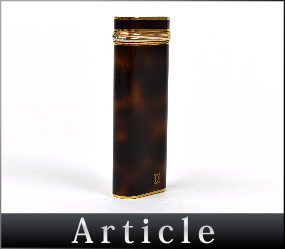 Cartier カルティエ ガスライター べっ甲×ゴールド 五角形 火花
