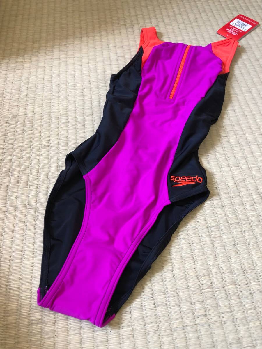 新品 SPEEDO ハーフジップ ハイレグ ワンピース 水着 スイムウエア ショッキングピンク オレンジ ピンク 未使用 タグ付き ビキニ