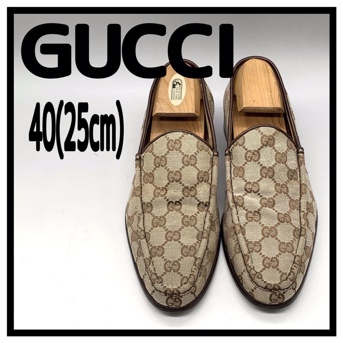グッチ GUCCI キャンパス 「GG柄」 スリッポンロファー SIZE:7E (25.5 