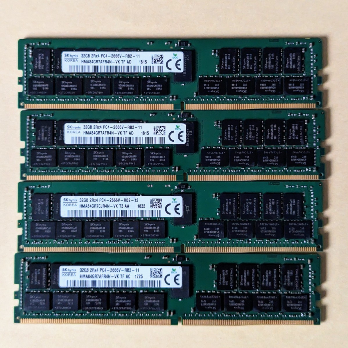 SKhynix 32GB 2Rx4 PC4-2666V-RB2-11 4枚セット 合計128GB メモリ