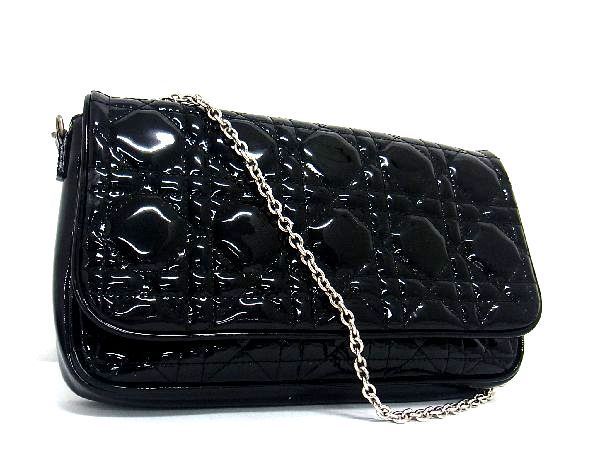 1円 ChristianDior ディオール カナージュ パテントレザー チェーン 