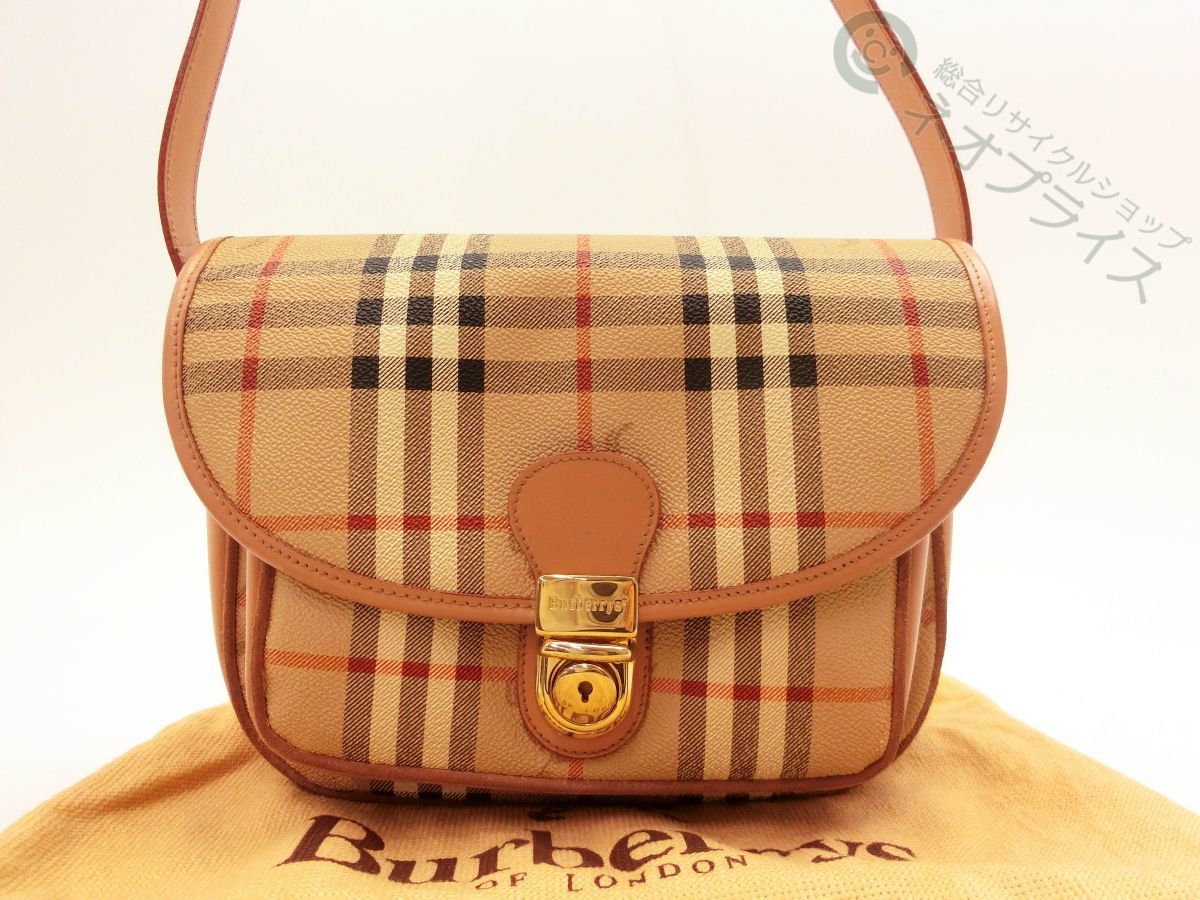 ◇Y7967 BURBERRY バーバリー ノバチェック PVC ロゴ金具 ロック式 