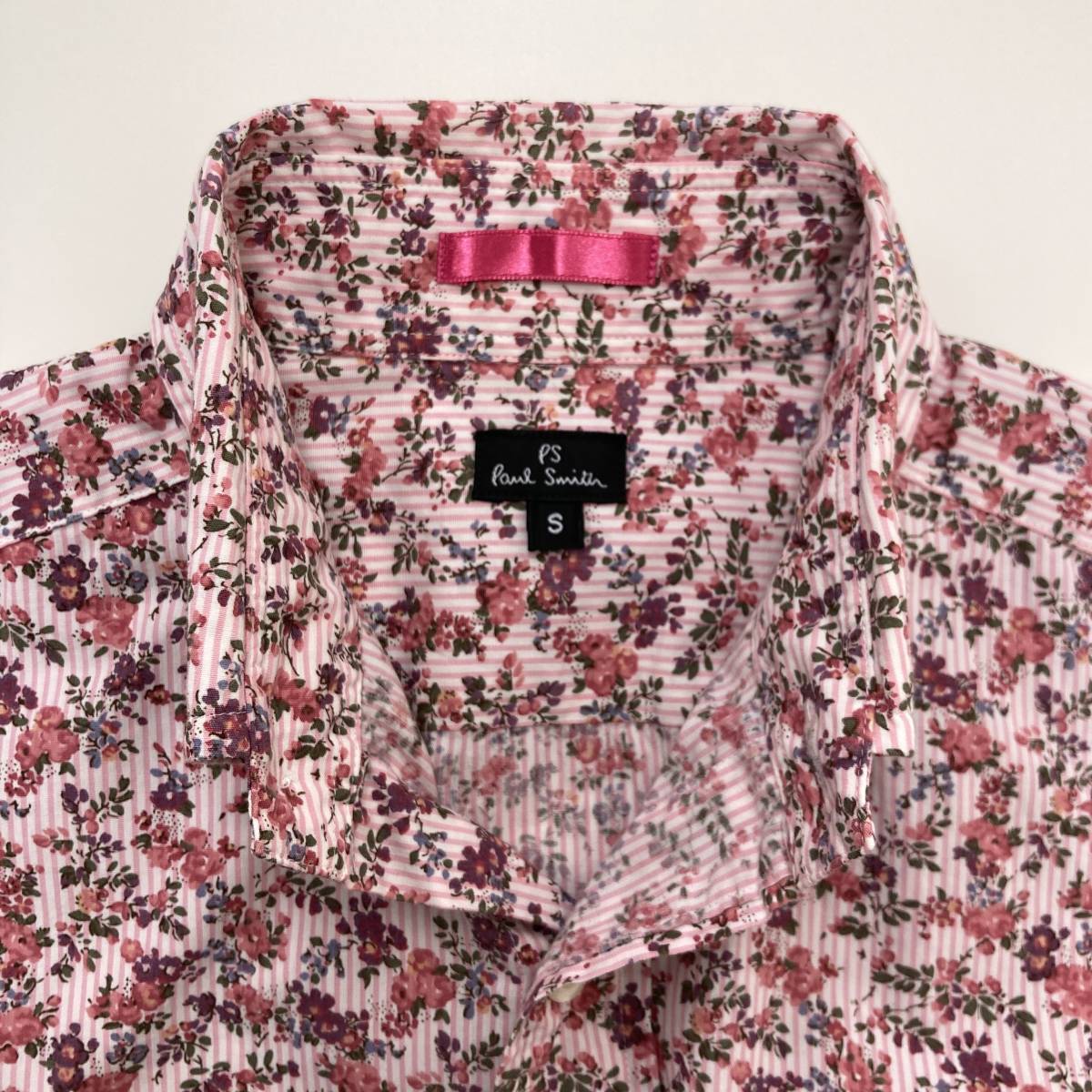 PS Paul Smith 花柄 総柄 半袖シャツ 日本製 メンズ ピンク Sサイズ 