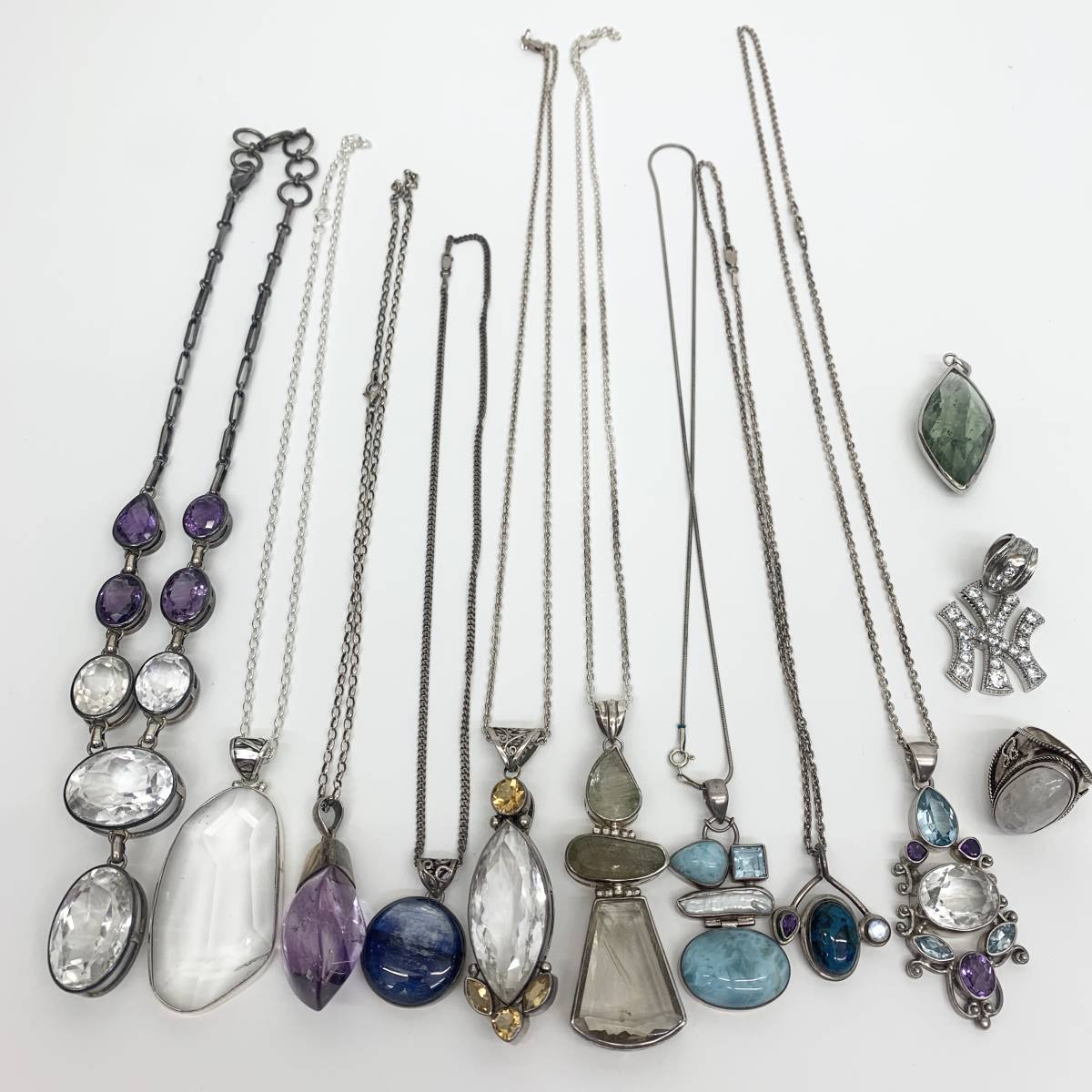 1円~！ 1円~! 925 シルバーアクセサリーまとめ SV 総重量341.8g ネックレス リング ペンダントトップ 色石 天然石 