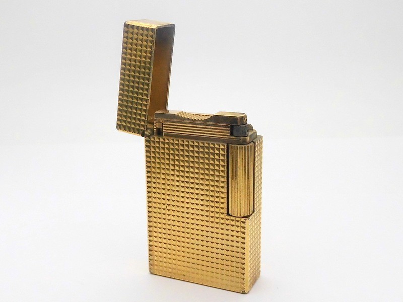 1000円スタート ライター S.T.Dupont デュポン ライン１ラージ レッドガス 赤ガス ゴールド ピラミッドカット 着火確認済み 喫煙具 7 S744