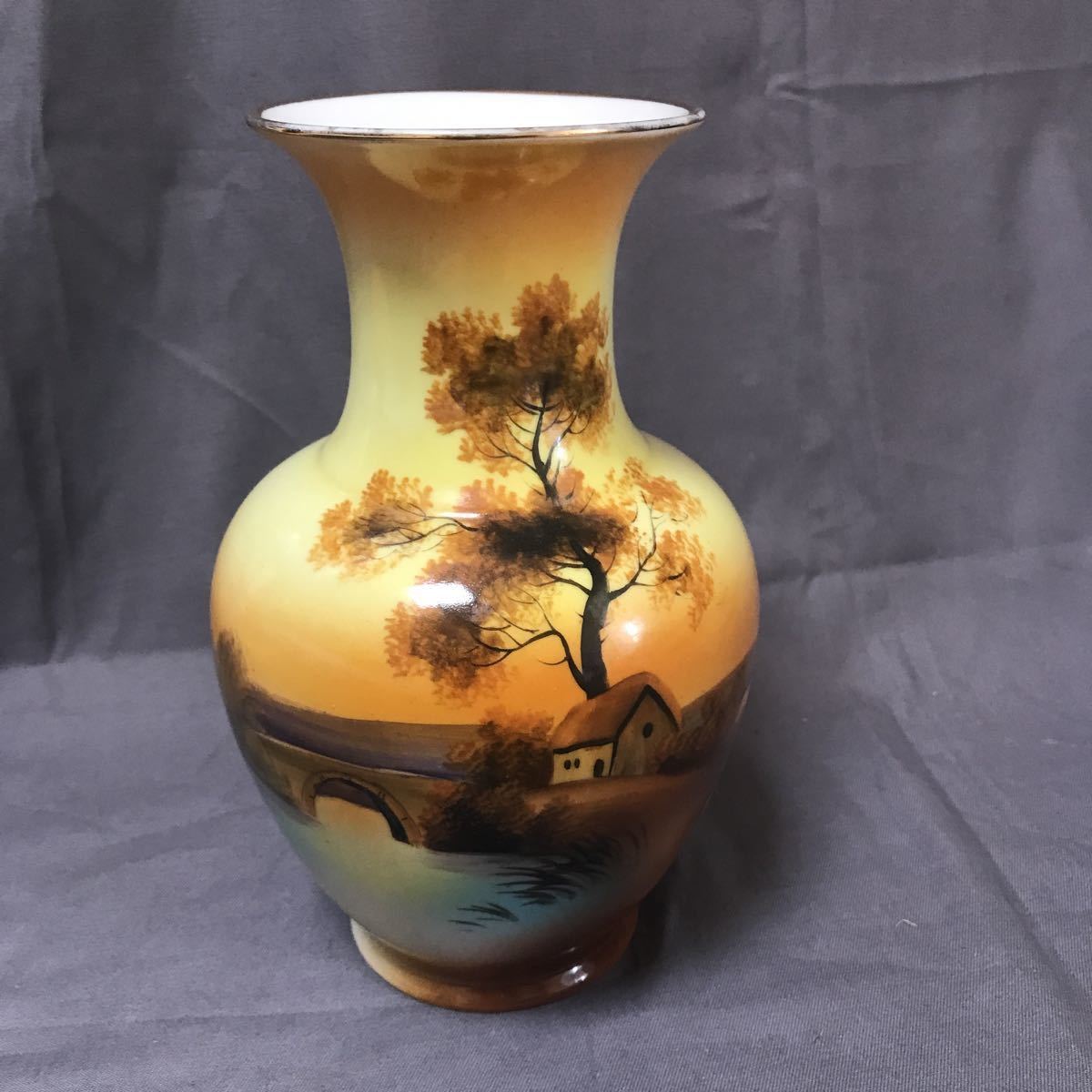 オールドノリタケ 花瓶 湖畔の風景 CM304オールドノリタケ 高21cm 花入