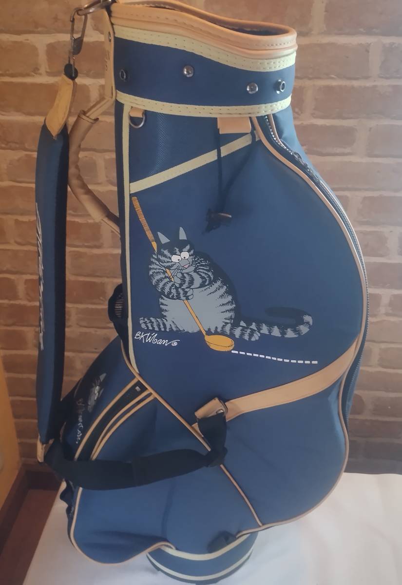 状態良好！　超レア　クリバンキャット　Kliban cat　キャディバッグ　3点式ショルダーベルト　やや光沢ネイビーブルー　軽量約2.4㎏