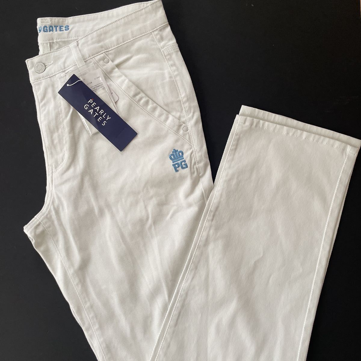 【L】サイズ5/新品定価25300円/PEARLY GATES パーリーゲイツ/春夏/メンズ/ストレッチロングパンツ/ゴルフパンツ/ホワイト　白　WH