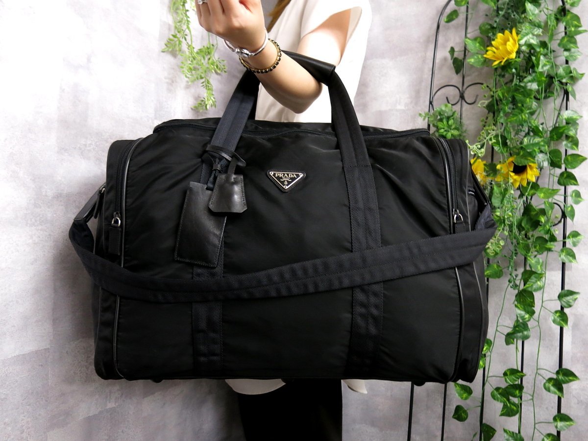 ○超美品○PRADA プラダ○ロゴ型押し○ポコノ ナイロン カーフ レザー