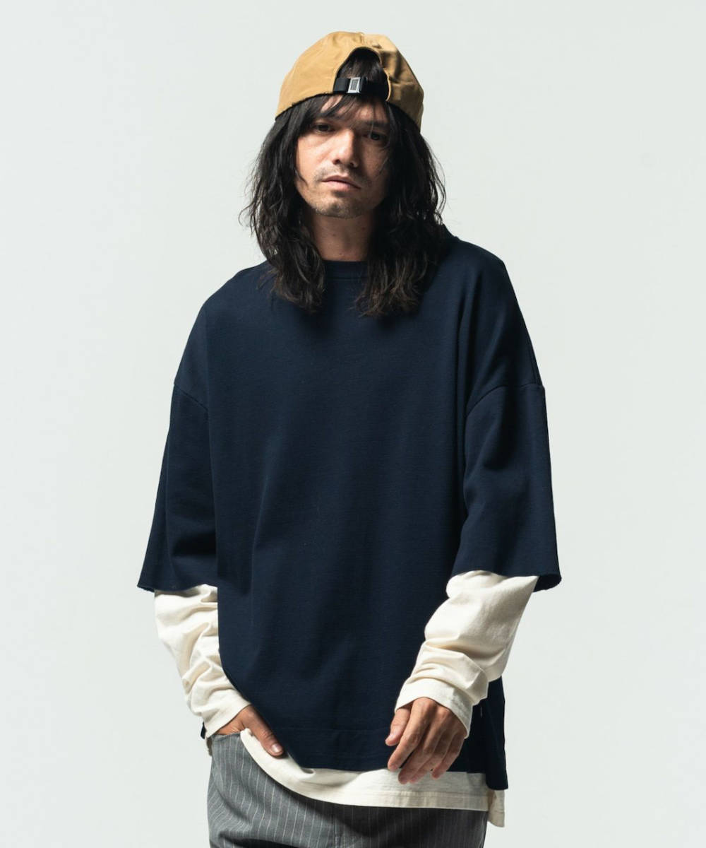 glamb グラム / Oversized Fake Layered CS/オーバーサイズレイヤードカットソー ネイビー M [GB0122/CS04]