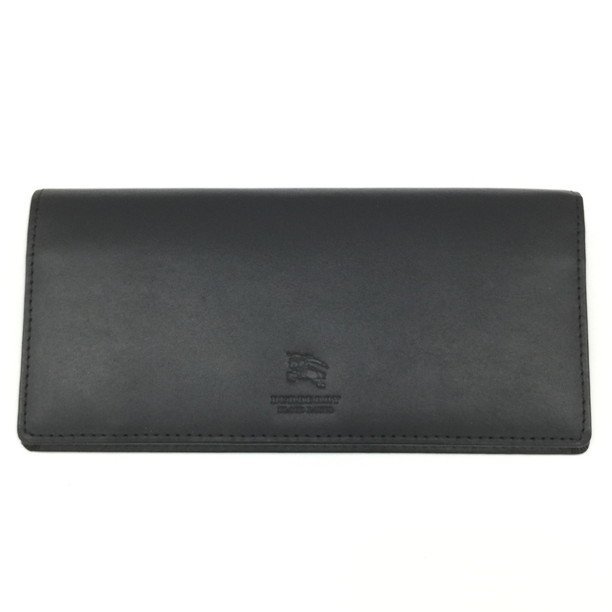 BURBERRY バーバリー 長財布 ブラック レザー フラップウォレット