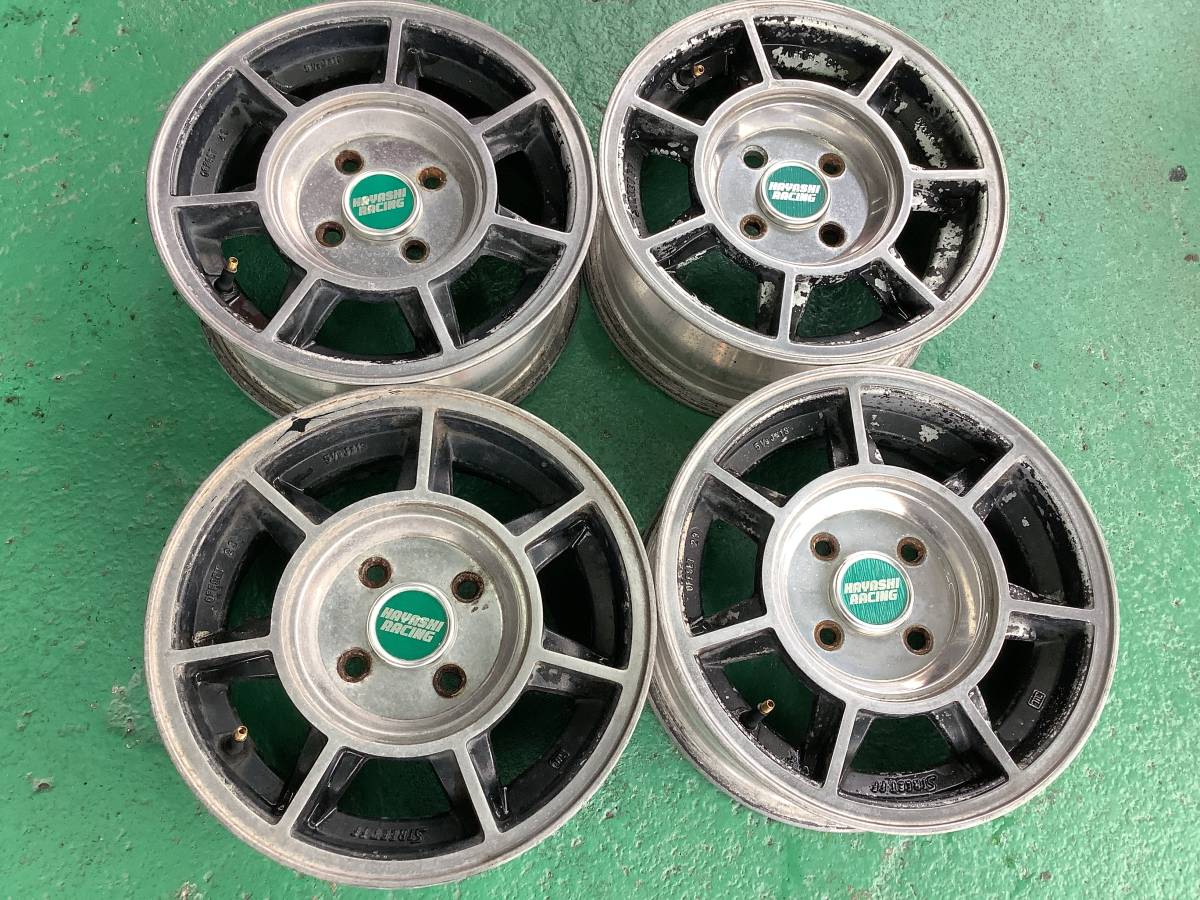 【豊富な，SALE】 K64 当時物 ハヤシレーシング13インチハヤシストリートFF4本Set 13&times;5.5J+23 100/4H センターキャップ付 リペア補修ベース(社外品)｜売買されたオークション情報、yahooの商品情報をアーカイブ公 4穴
